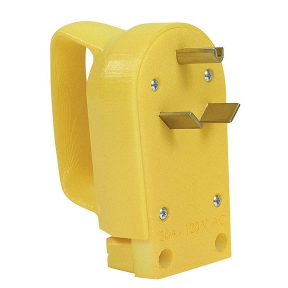 Camco Power Grip RV Replacement Male Plug – 125 Volts, 3750 Watts – Yellow (55245)