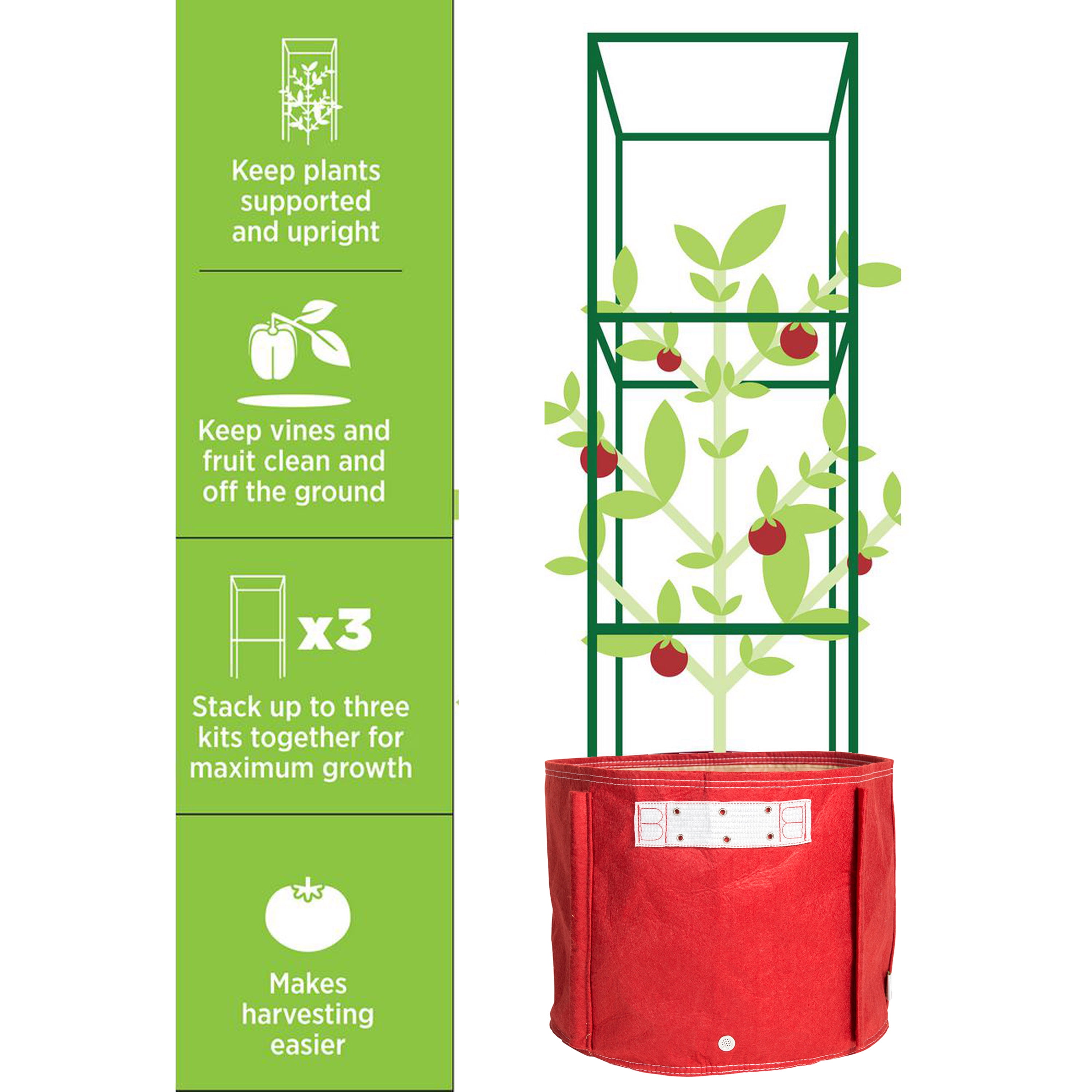 BloemBagz Staking Tomato Kit Vegetable Planter Grow Bag 15 Gallon Union