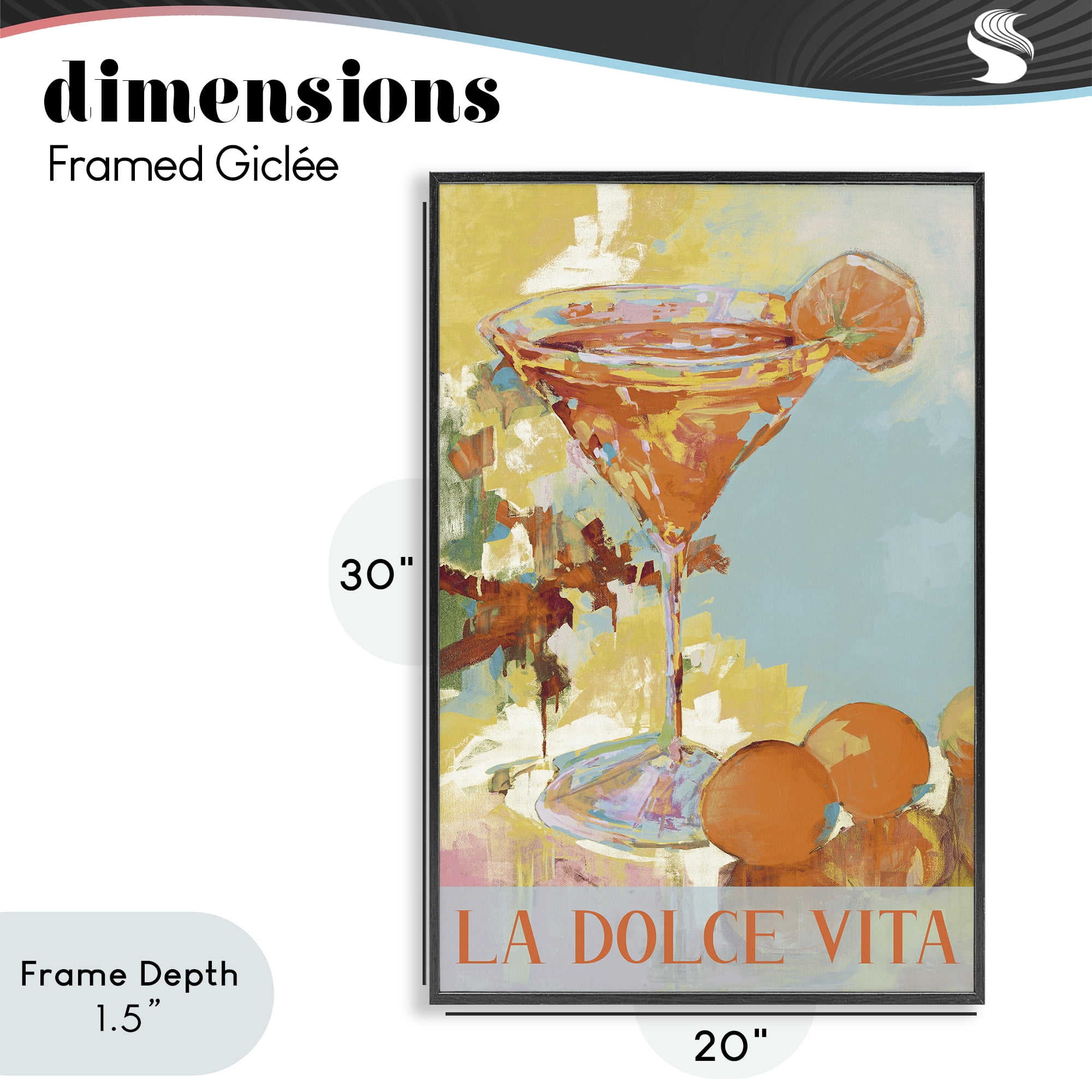 Stupell Industries La Dolce Vita Citrus Cocktail Black Framed Giclee Art, design by Jane Slivka