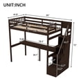 thumbnail image 3 of Harper & Bright Designs Twin Size Loft Bed with Storage Staircase and Built-in Desk, High Loft Bed Frame with Steps for Boys Girls Adults, Espresso, 3 of 12
