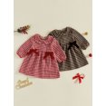 thumbnail image 2 of RUINIXCW Kids Girls Plaid Dress, Long Sleeve Doll Collar Fall Dress for Casual Daily, 2 of 8