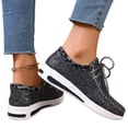 thumbnail image 5 of Platform Sneakers for Women Glitter Casual Walking Shoes Lace Up Sequin Fashion Shoes Lightweight Thick Sole Comfort Shoes, 5 of 7