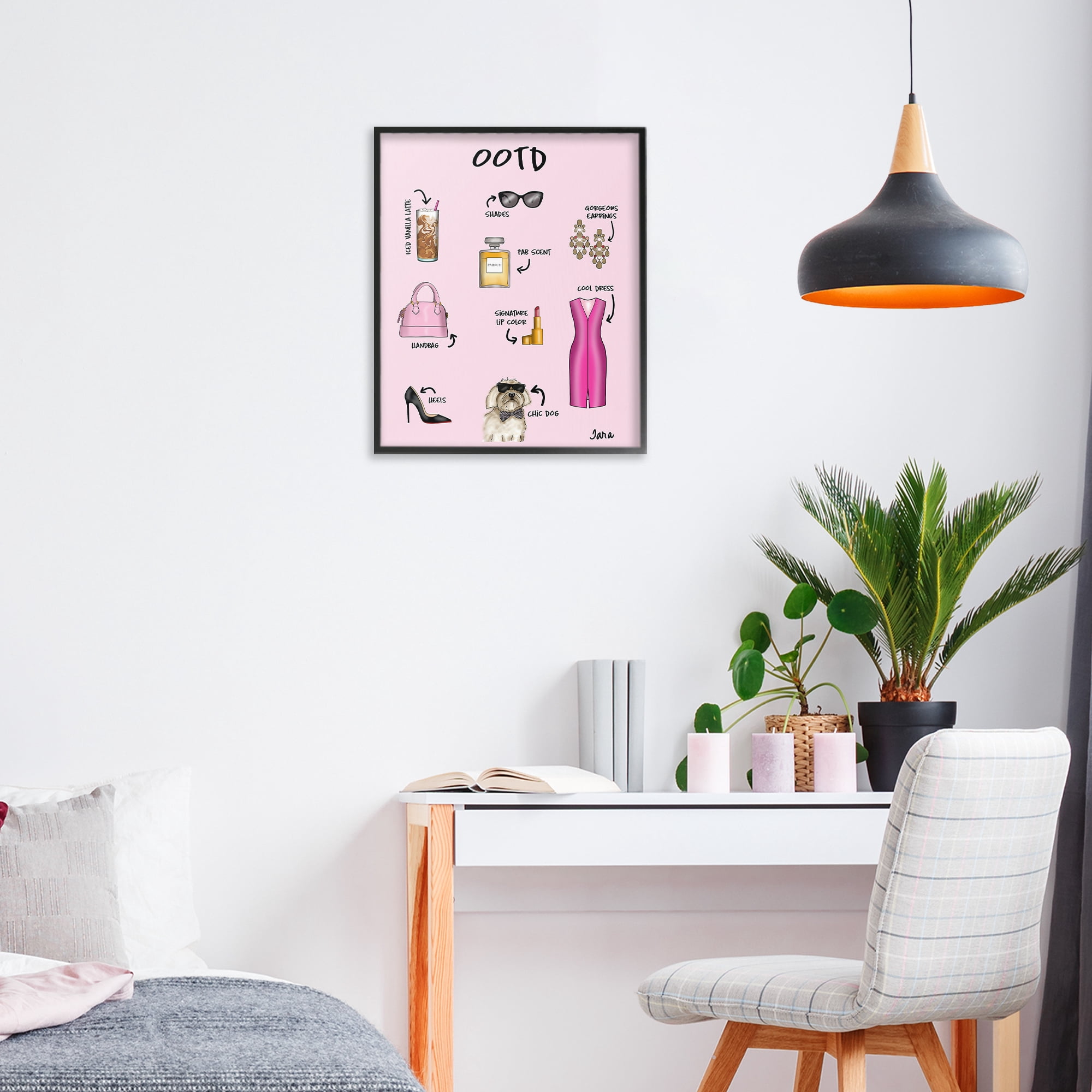 Stupell Industries Feminine Glam Outfit of the Day Black Framed Giclee Art, design by Tara Boone