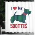 thumbnail image 3 of Ambesonne Scottie Dog Shower Curtain, I Heart My Scottie Text, 69"Wx75"L, Dark Blue Green and Ruby, 3 of 4