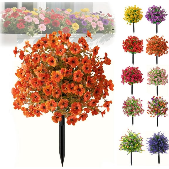 Ywuzuh Artificial Flower Boxwood Topiary Ball Trees Artificial Flowers for Decoration UV Resistant, Realistic Artificial Plants & Flowers Fake Flowers for Front Porch Window Box Outdoor Summer Decor