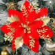 thumbnail image 4 of 10/1 pieza de flores artificiales con purpurina navideña, adornos colgantes para árbol de Navidad, flores falsas para decoración de fiestas de Navidad y Año Nuevo, 4 of 5