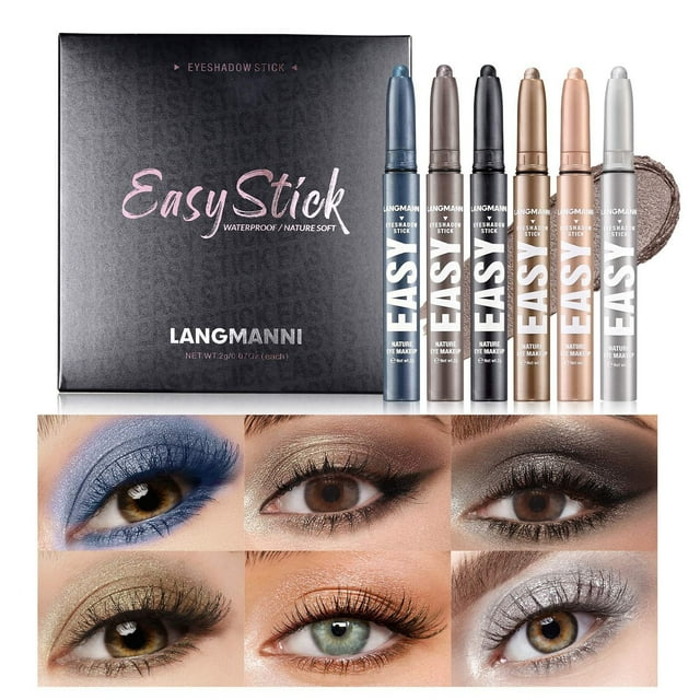 Iumwxz Eyeshadow Stick 6 PCS Multi-Color Eyeshadow Pen Set Creamy Long-Lasting Eye Makeup Kit Natural Shades R Stick Gifts