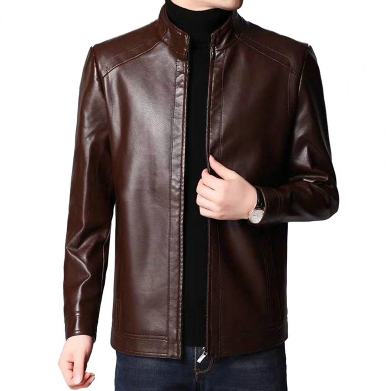 Faux Leather Jacket Stylish Men's Faux Leather Motorcycle