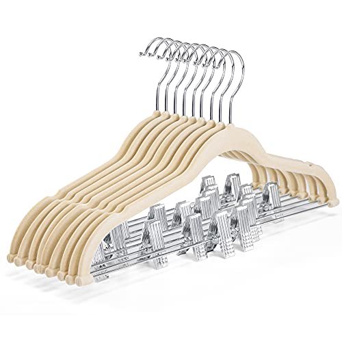 Perchas de terciopelo para faldas Cozymood, 24 unidades, color beige