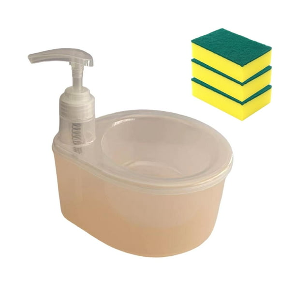Dispensador de jabón de cocina con soporte para estropajo, dispensador con bomba de jabón líquido multiusos para encimera de cocina Naranja