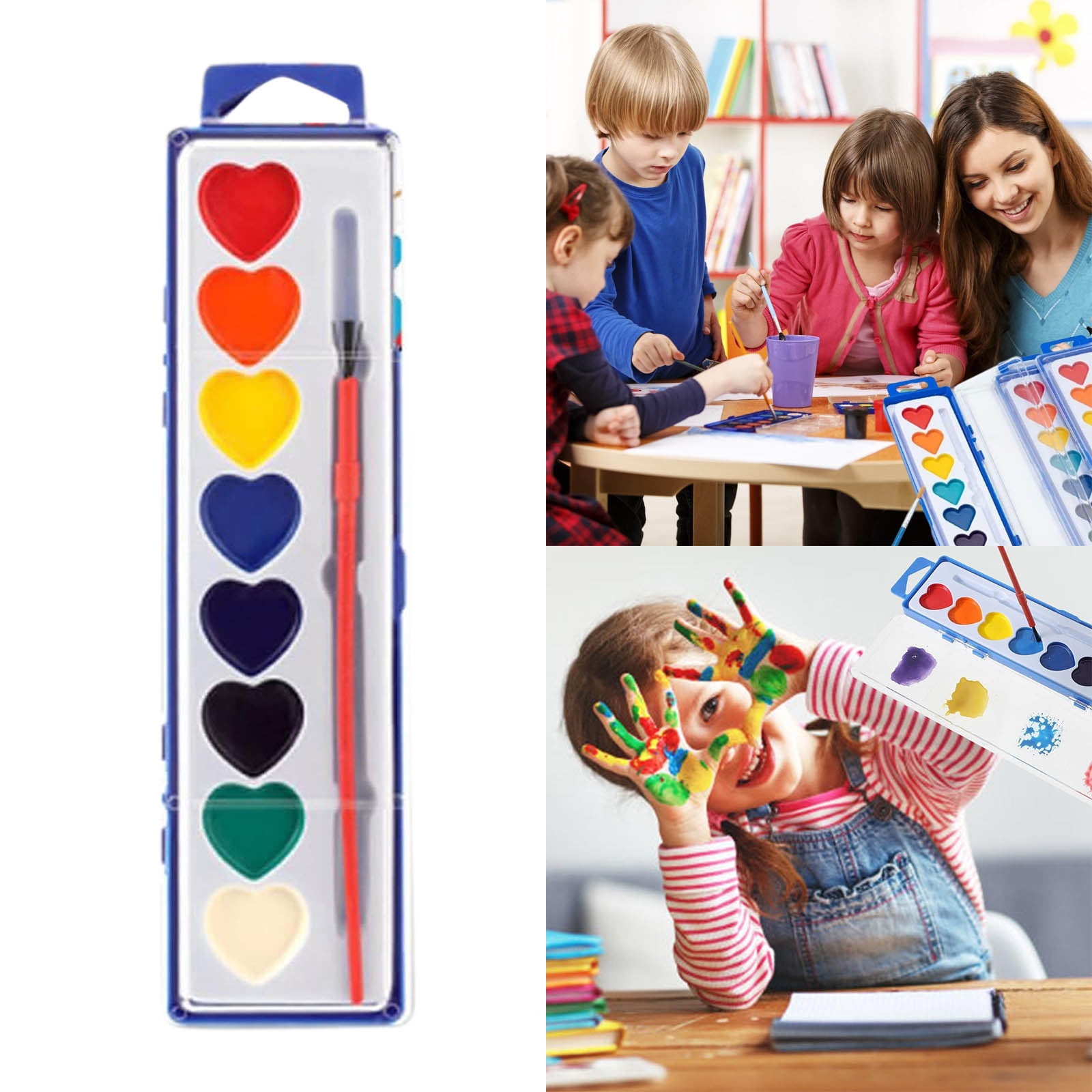 Valentines Day Painting Kit Heart Shaped Watercolor Paint Set Washable Water Color Paints With Paintbrush Watercolor Painting Book Art Supplies For Valentine Birthday 10ml Double Line Outline Pens