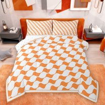 Castle Fairy Female Men Adults Abstract Stripes Plaid Bedding Comforter Set 2pcs,Minimalist Geometric Twin Comforter Sets Microfiber,Mid Century Minimalism Breathable Bedding Set