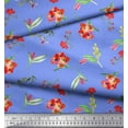 thumbnail image 3 of Soimoi Blue Cotton Duck Fabric Leaves & Tulip Floral Printed Craft Fabric by the Yard 42 Inch Wide, 3 of 3