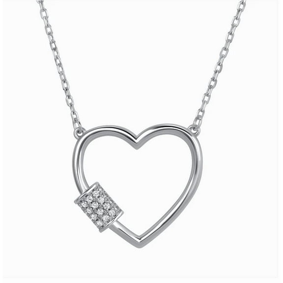 0.925 Sterling Silver Clear Cubic Zirconia Heart Pendant Necklace Hypoallergenic, Anti-Tarnish, Made in Italy Perfect