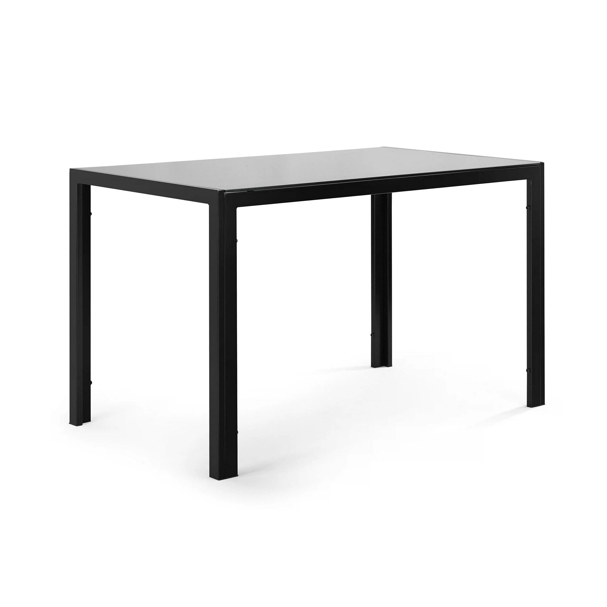 Euroco 47.24" Glass Dining Table for 4,Rectangular Kitchen Glass Table with Metal Legs for Kitchen Living Room