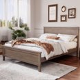 thumbnail image 2 of Euroco Mid-Century Wood King Size Platform Bed with Headboard and Wood Slat Support, No Box Spring Needed, Brown, 2 of 7