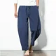 thumbnail image 3 of Pantalones para hombre, pantalones casuales sueltos de lino, pantalones de hombre de hip hop, anchos de algodón, nuevos en Harajuku Y2k, estilo coreano clásico, elegante, venta larga, 3 of 5