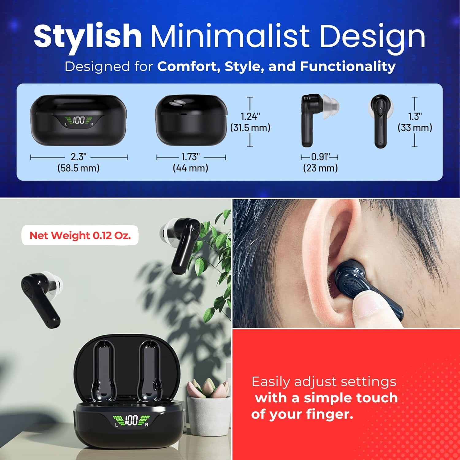 MEDca Bluetooth Hearing Aids for Seniors & Adults, Rechargeable, Black