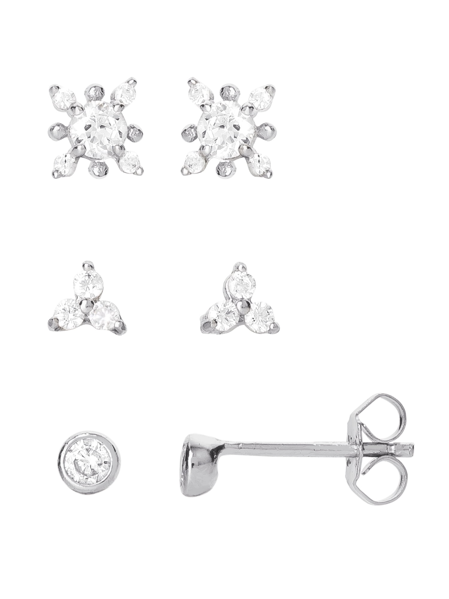 Set of 24 Pairs of Stud Earrings set Cubic Zirconia Earrings for Girls Women Men ，Silver and Gold 