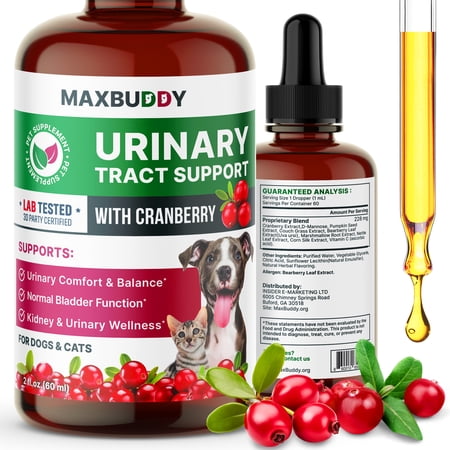Cranberry Urinary Tract Support Drops for Cats and Dogs – Kidney & Bladder Wellness Supplement Drops - Supports Urinary Comfort & Normal Urine Flow