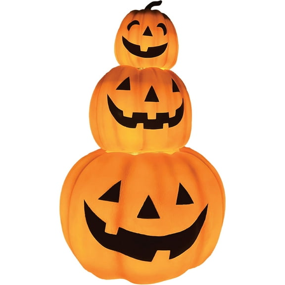Haunted Hill Farm 29 in 3 Stacking Pumpkins Blow Mold, Halloween Décor, HH024BMPMP-1ORG