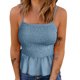 thumbnail image 2 of Top de tiras para mujer, dobladillo fruncido con volantes, corte ajustado, Top de verano sin mangas para mujer para citas diarias en la playa, azul claro L, 2 of 5