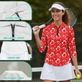 thumbnail image 6 of Uorisanigo Red Heart Womens Quick Dry Athletic Polo Shirts Casual Fashion Women's 3/4 Sleeve Athletic Golf Shirts with Quarter Zip Breathable Versatile Pullover for Workout Sports, 6 of 7