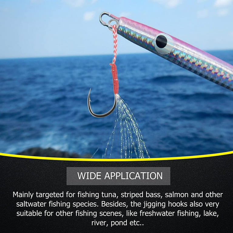 Fishing Assist Jigging Hooks, 50pcs Saltwater Jig Jigging Hooks Strong Line  Assist Hook Fishing Jig Hooks