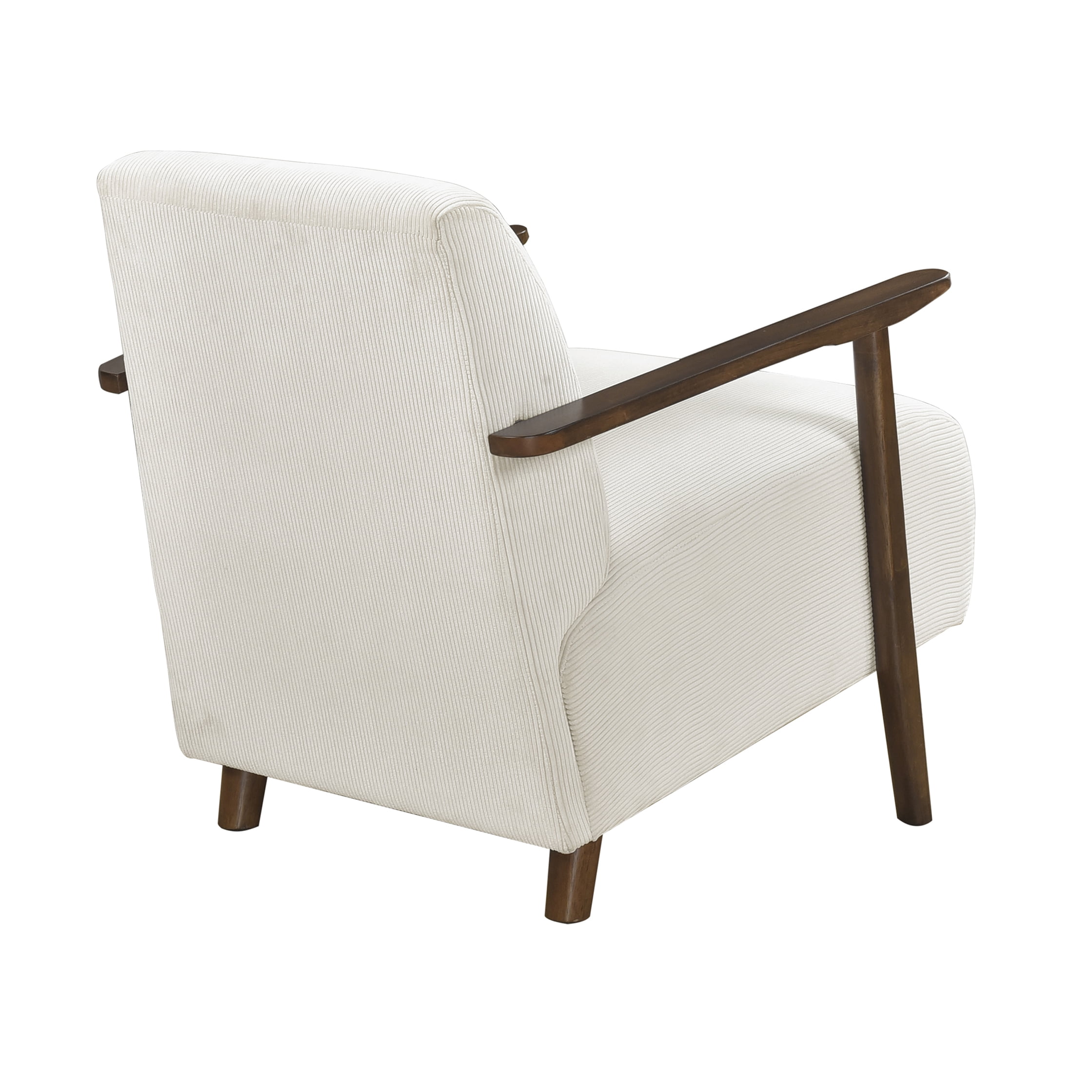 OakvillePark Aralune Corduroy Accent Chair, Beige and Brown Wood Finish