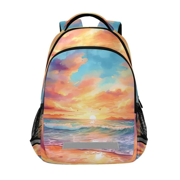 ALAZA Beach and Sunset Backpack Elementary School Bag Bookbag Travel Rucksack