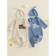 thumbnail image 3 of RUINIXCW Newborn Baby Boy Little Brother Outfit Waffled Knit Romper Letter Embroidered Dot Long Sleeve Infant Spring Fall Winter Clothes Bodysuit Jumpsuit Hat, 3 of 9