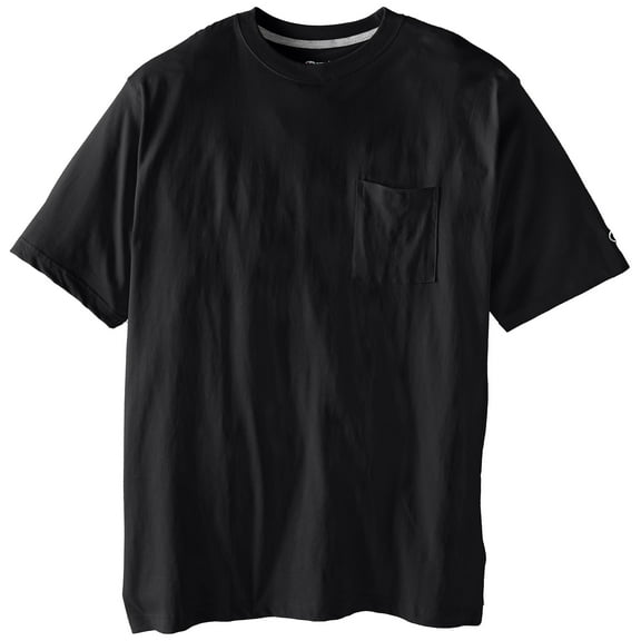 Champion Men's Big-Tall Jersey Pocket T-Shirt, Black, 4X/Tall