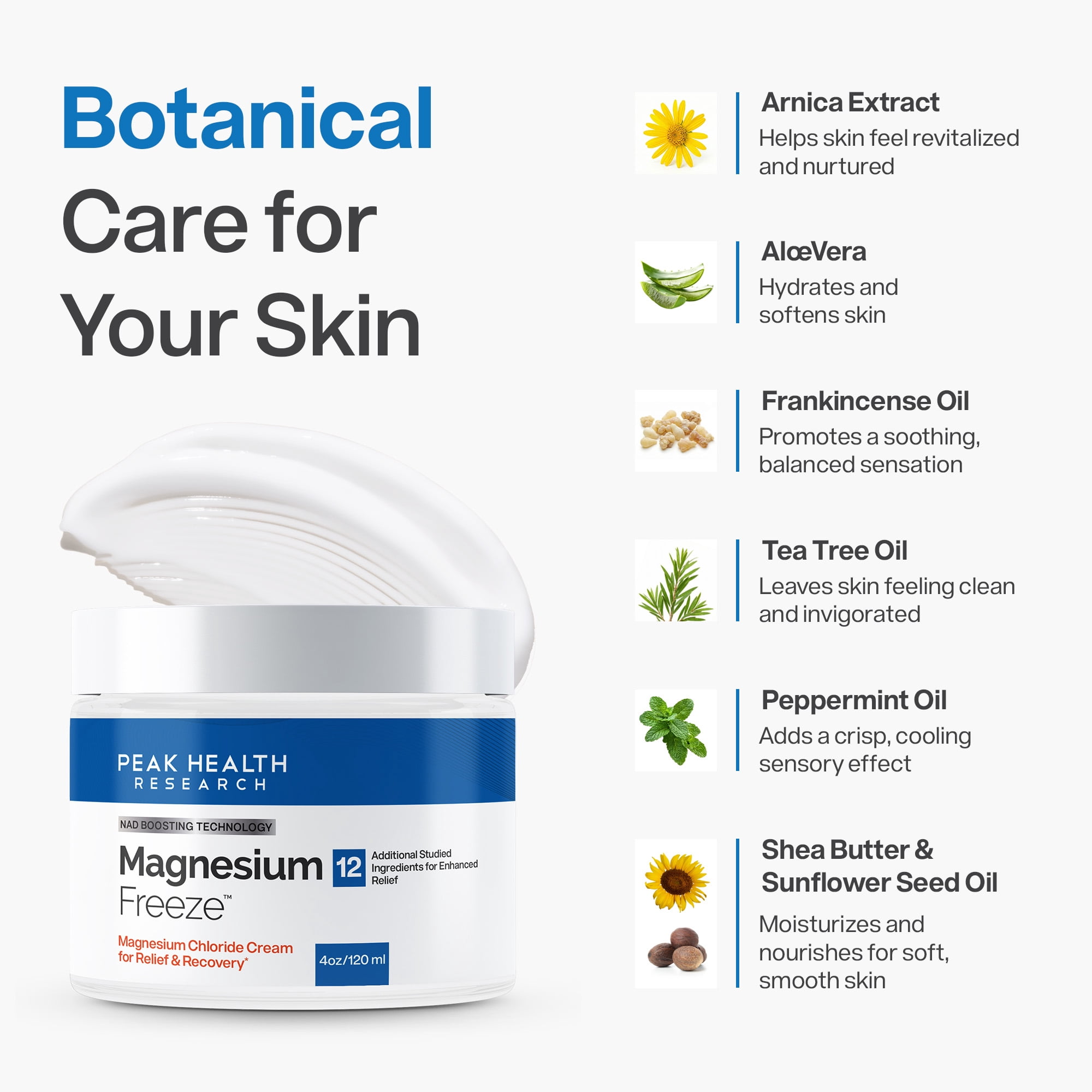 Magnesium Freeze Topical Magnesium Chloride Cream for Joints, Low Back, Sciatic Nerve & More, 4oz