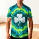 thumbnail image 4 of Blusa y camisa hawaiana de manga corta con cuello vuelto para hombre, camisa unisex de verano para playa, informal, de manga corta, con botones, ropa estampada para el Día de San Patricio, blusa para, 4 of 8