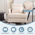 thumbnail image 3 of MOONMISS Chenille Upholstered Mid Century Modern Wood Frame Armchair-BEIGE, 3 of 5