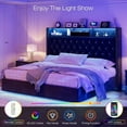 thumbnail image 6 of King Size Bed Frame with Headboard and Storage, Upholstered Frame with Charging Station 60" Tall Wingback LED Light, 6 of 6
