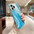 thumbnail image 4 of Compatible with iPhone 14 Pro Max Case, Glitter Silver Marble Stylish Hard Back Cover, Luxury Shockproof Lens Camera Protection Sparkly Phone Case for iPhone 14 Pro Max for Women- Light Blue, 4 of 12