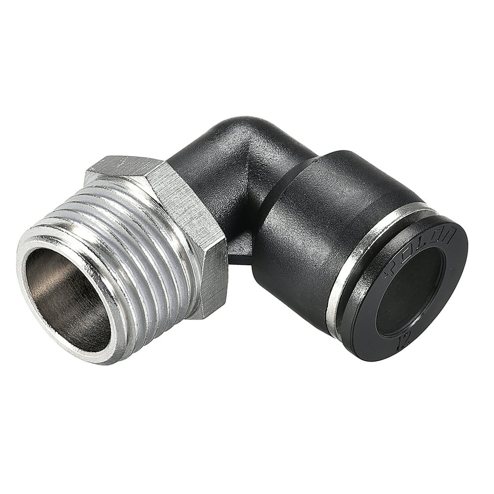Push to Connect Tube Fitting,Male Elbow,12mm Tube OD x 1/2 NPT Thread