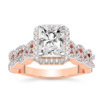 IGI Certified 2 Carat Radiant Shape Lab Grown Diamond Engagement Ring | 14K Rose Gold | Imperiella Halo Celtic Knot Diamond Ring | FG-VS1-VS2 Quality Friendly Diamonds