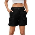 thumbnail image 2 of Rollbacks & More Viikei Womens Shorts Clearance,Women New Fashion Button Zipper Pockect Solid Pants 1/2 Casual Pants Half Shorts Pants Black XXL, 2 of 6