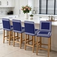 thumbnail image 3 of Navy Blue Geometric Bar Stool Cover Set of 2, White Greek Key Design Abstract Modern Art Stretch Bar Chair Cover, Removable Washable Pub Counter Stool Chair Slipcover for Kitchen Dining Room Pub Cafe, 3 of 9