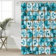 thumbnail image 6 of Shower Curtains Teal Floral Leaves Bath Curtain Ethnic Style Lattice Waterproof Bathroom Shower Curtain Set with Hooks Decoration 36 x 72 Inches, 6 of 7