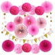 thumbnail image 1 of Bewildely 21 unids/set abanicos de papel decoración fiesta vacaciones colgante Banner DIY artesanía decoración ornamento guirnalda interior fotografía Kits de decoración para fiestas Rosado Bewildely HA069589-03, 1 of 6