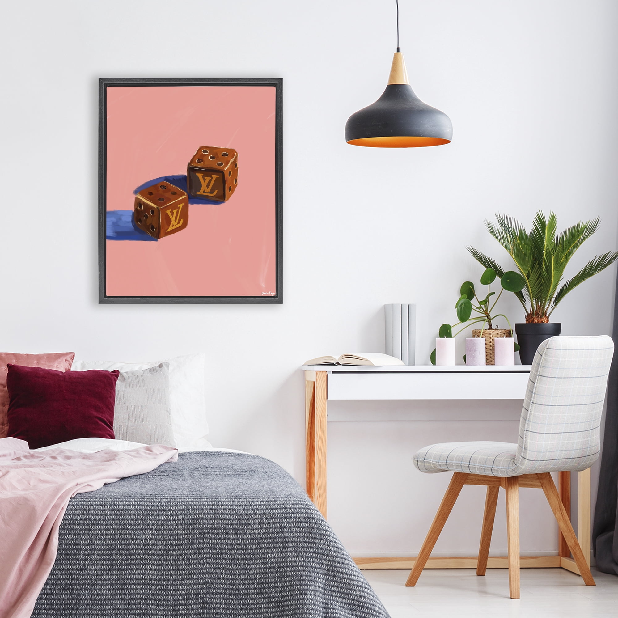 Stupell Industries Fashion Brand Dice Black Framed Floater Canvas Wall Art, design by Amelia Noyes