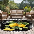 thumbnail image 5 of Yellow Lemon Round Area Rug 5ft, Summer Botanical Black White Checkered Washable Non-Slip Circle Rugs for Bedroom Living Room Kitchen, Soft Low Pile Carpet for Dining Room Playroom Nursery, 5 of 9