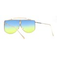 thumbnail image 2 of SA106 Retro Shield Oceanic Lens Oversize Flat Top Metal Sunglasses Gold Blue Yellow, 2 of 4