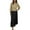 #186-Khaki, variant on Roncen Women's Solid Color Fashionable Elegant Round Neck Dress with Pleated Long Skirt - Casual Midi Skirt