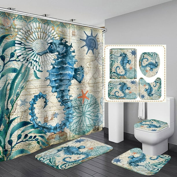 Cortina de ducha con estampado de tiburón personalizado, serie 2, resistente al moho y digital