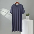 thumbnail image 2 of Mens Nightgowns Short Sleeve V Neck Lounge Nightshirt Pajamas Comfy Big and Tall Sleep Shirts, 2 of 5