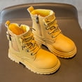 thumbnail image 6 of Bainana Ankle Boots For Little Boys Solid Color Durable Sole Adjustable Tie Shoes Retro Leisure Fall Winter Kids Outdoor Wear Yellow Size 11-11.5 Years, 6 of 9